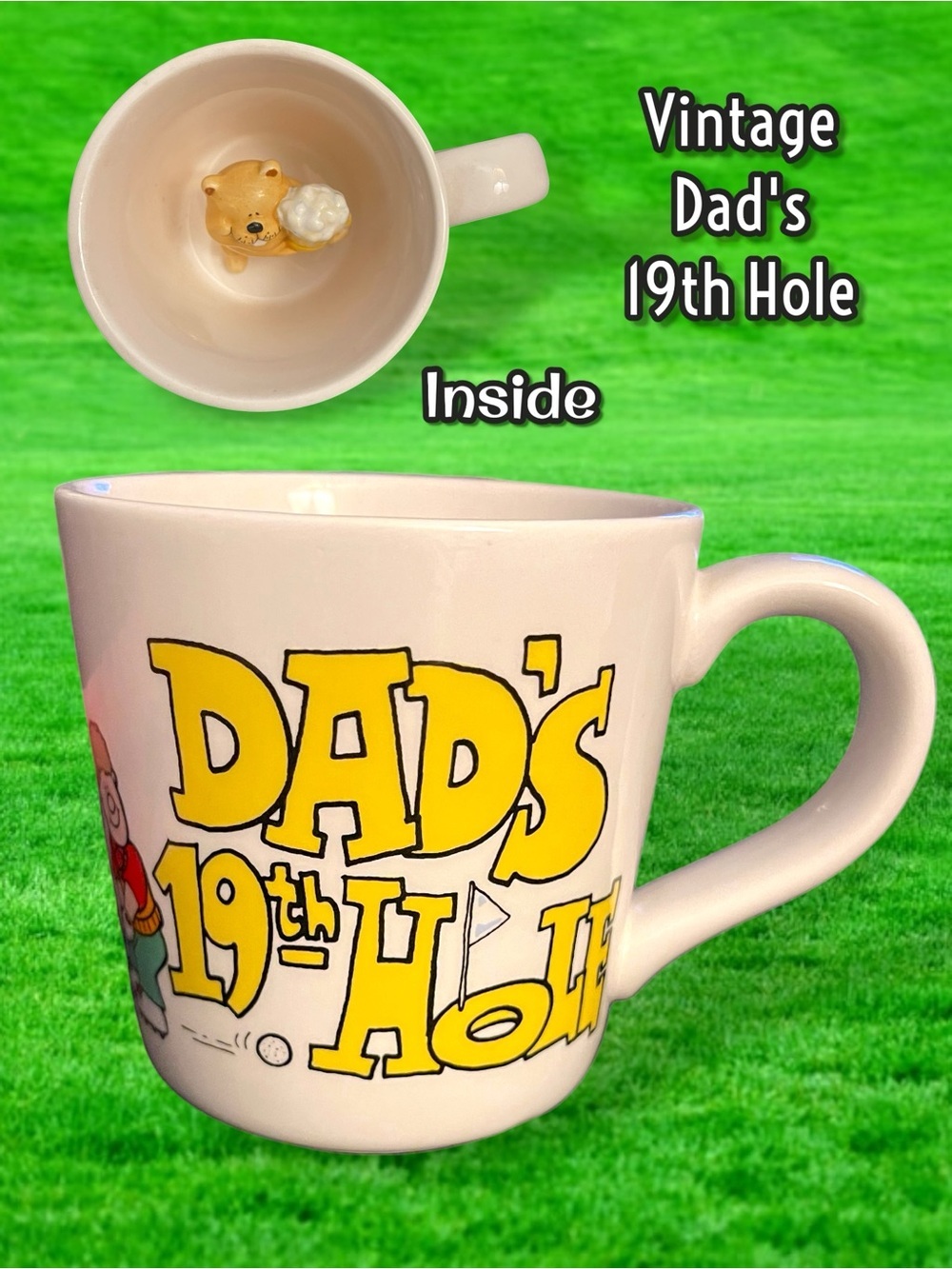 Golf Caddyshack inspired Dad's 19th Hole Ceramic Coffee Mug and Gopher Figurine